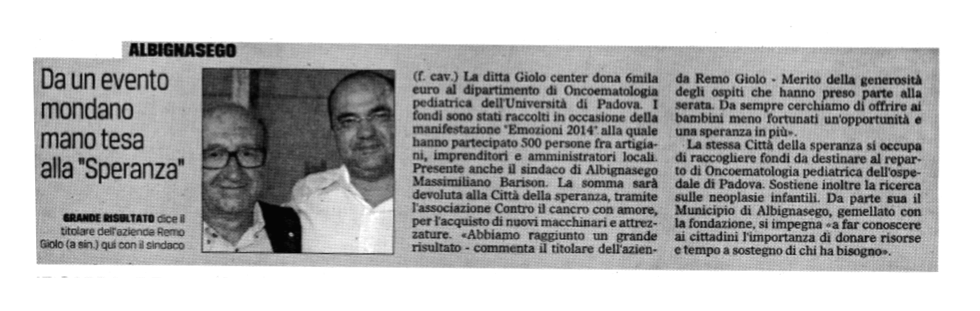 Articolo Gazzettino_Emozioni 2014